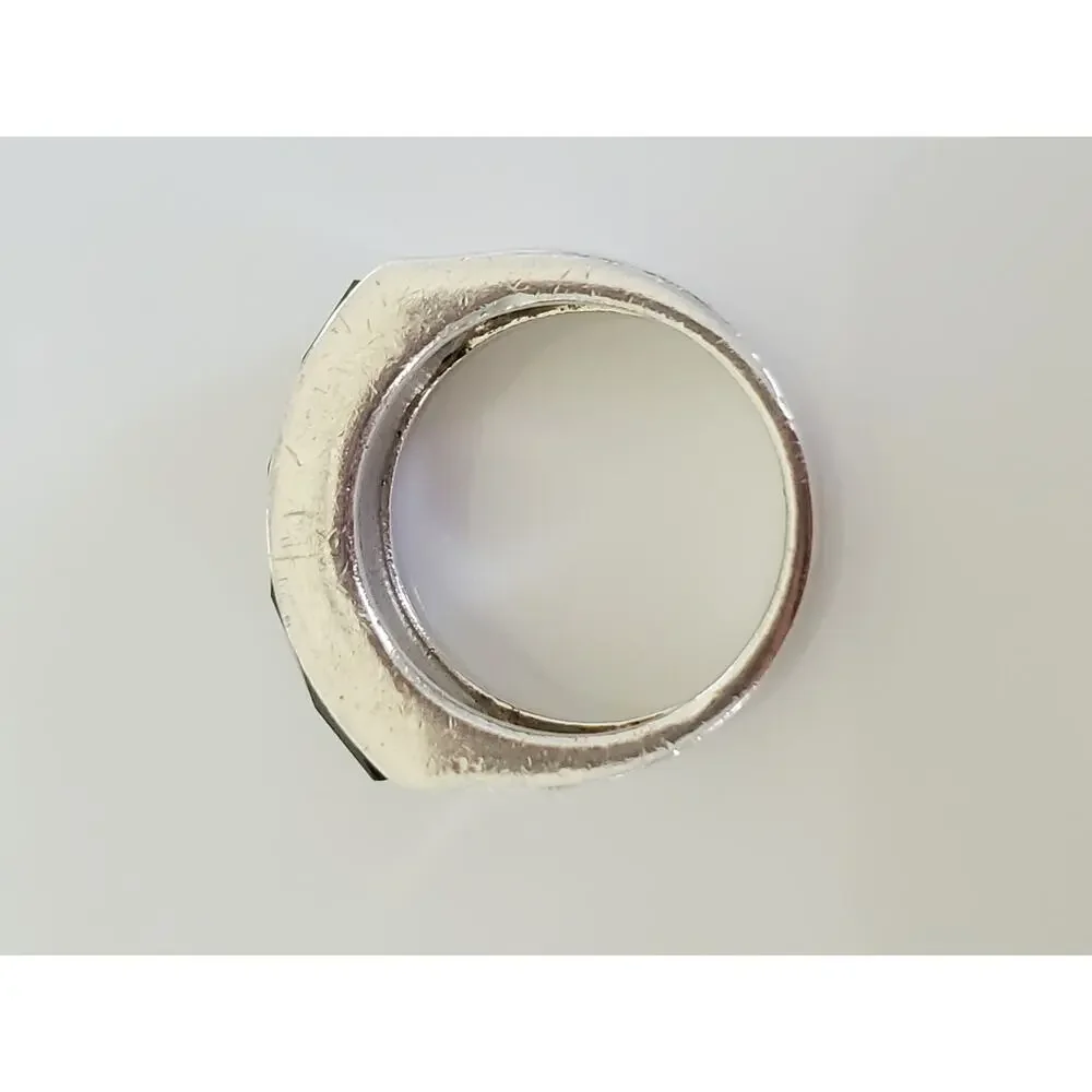 Vintage CFJ Sterling Silver Onyx Ring Band
